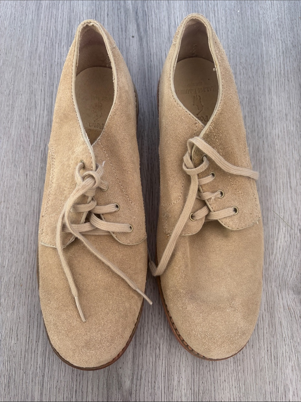 Polo Ralph Lauren Beige Suede Men's Derby Shoes